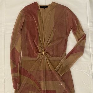 Gucci vintage dress. Size 42, US 6. Rose and Gold Metallic.